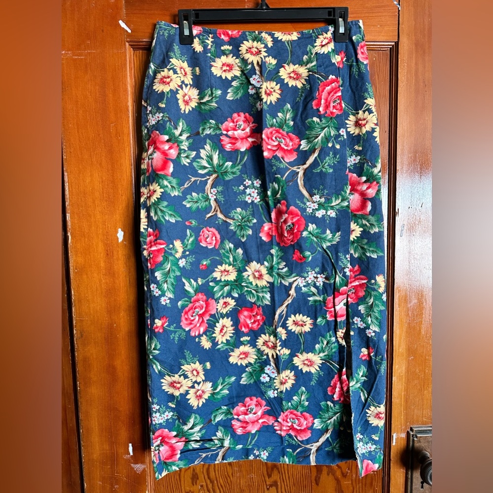 Talbots midi floral pencil skirt